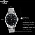 WINNER 021 fashion casual men mechanical watches stainless steel band silver case luxury automatic wristwatches